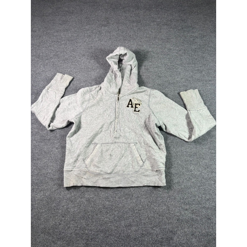 American Eagle Outfitters Hoodie Women's XL Gray 1/2 Zip Kangaroo Pocket Y2K